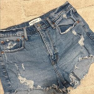 Abercrombie & Fitch Women's Blue Distressed Denim Shorts